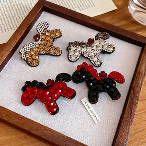 Sparkling rhinestone horse hair clips in champagne and red colors for women and kids