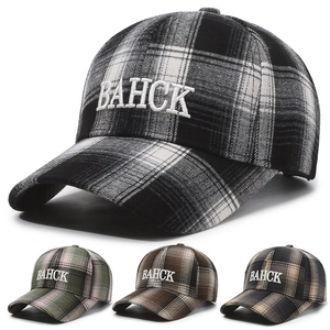 Plaid Baseball Cap Breathable Polyester Cotton Adjustable Sunshade Hat Retro Embroidery Curved Brim For Men Women Casual