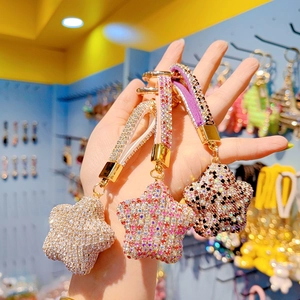 Portachiavi con Stella in Strass di Lusso per Donna Uomo Ciondolo a Stella in Lega per Borsa Portachiavi con Stella e Nappina