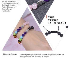 Detailed views of adjustable elephant charm bracelets with natural stone beads