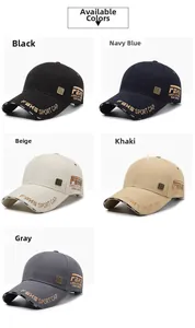 Vertical collage showing five colors of cotton baseball caps with FBXS embroidery