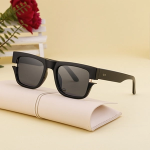 Classic black square polarized sunglasses for men with minimalist fashion design