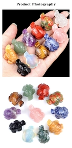 Detailed comparison of various hand-carved natural crystal mini turtles in diverse colors
