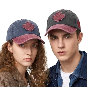 Vintage Washed Cotton Baseball Cap Embroidered Maple Leaf Canada Adjustable Sun Hat Men Women Casual Outdoor Trucker Hat