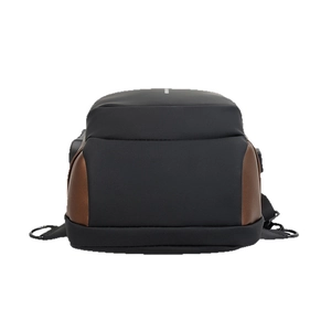 Waterproof men's crossbody chest bag with security lock and brown leather accents