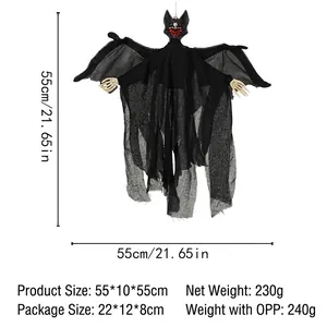 Dimensioni dettagliate del fantasma appeso di Halloween con apertura di 55cm e velo nero