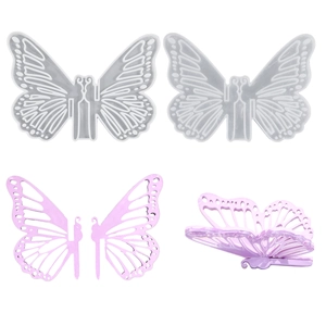 3D Schmetterling Silikonform Set mit lila Harzständern für DIY Bastelprojekte zu Hause