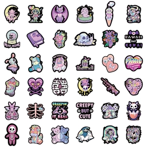Pastel Goth witch stickers set featuring 36pcs skull and kawaii designs for luggage decor