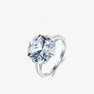 925 Sterling Silver Zirconia Ring For Women Luxury Exaggerated Cushion Cut Zircon Finger Ring Wedding Jewelry Party Gift