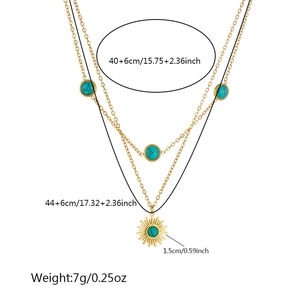 Collana a doppio strato in acciaio inossidabile con pendente sole e misure incluse