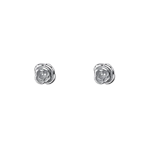Elegant s999 sterling silver rose flower stud earrings with minimalist white background
