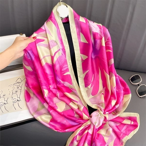 Elegant Floral Print Scarf Shawl Soft Imitation Satin Satin Wrap For Women Fashion Lightweight Accessories