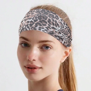 Elastic leopard print wide headband for women, stylish yoga and sports hair accessory