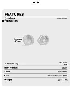 Detaillierte Größenparameter für minimalistische S925 Sterling Silber Kieselohrringe