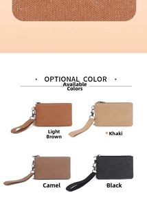 Detail of washed canvas texture and four color options for the zipper coin purse