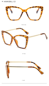 Three views of tortoiseshell cat-eye glasses frames with gold metal temples, model HAWKSBILL C2