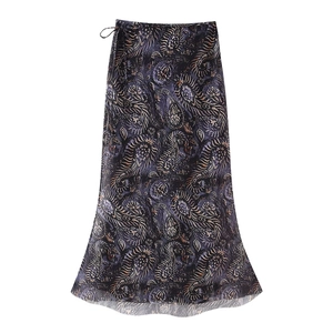 Ensemble jupe maxi imprimé cachemire pour femme avec col en V profond et coupe sirène