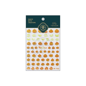 Halloween pumpkin nail stickers with orange Jack-o'-lantern patterns and lettering
