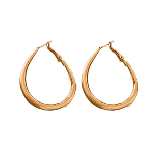 Polished gold plated stainless steel teardrop hoop earrings for a minimalist look