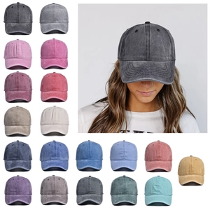 Baseball Cap Washed Cotton Distressed Plain Adjustable Sun Hat Outdoor Retro Vintage Unisex