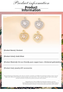 Macro detail of heart-shaped zircon pendants in gold and silver for DIY jewelry