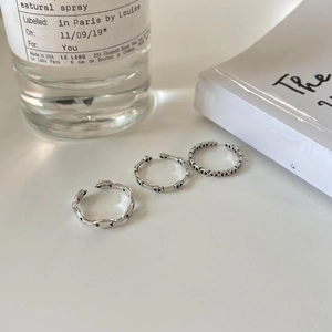 Vintage 925 sterling silver chain link rings for women with adjustable open design