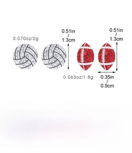 Spécifications des boucles d'oreilles acrylique volleyball et football américain