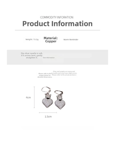 Détails des boucles d'oreilles cœur couronne de 4 cm et spécifications du matériau en cuivre