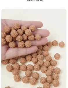 Detailed macro of textured miniature brown meatballs for DIY miniature food models