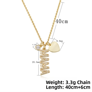 Detail of s925 gold necklace showing 40+6cm chain length and 3.3g weight measurements