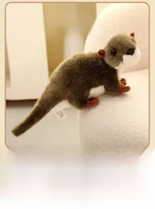 Dettaglio ravvicinato di una lontra di peluche realistica con pelliccia morbida e baffi veri