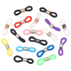 Multi-colored silicone non-slip eyeglass chain connectors with metal spiral springs