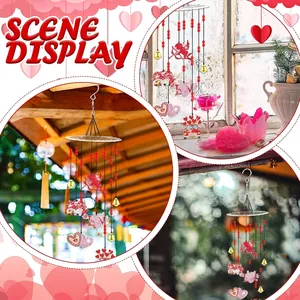Valentine's DIY diamond painting wind chime with Cupid and heart beads for home decor