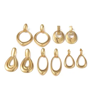 Luxury set of 5 pairs of gold irregular geometric copper earrings with polished finish