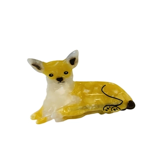 Cute acetate Chihuahua dog hair claw clip with yellow and white marble texture for women