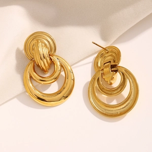 Boucles d'oreilles créoles doubles entrelacées en acier inoxydable plaqué or 18 carats
