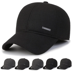 Men's Winter Baseball Cap With Ear Flaps Warm Woolen Blend Adjustable Outdoor Leisure Sport Hat Metal Plate