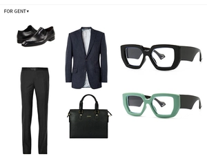 Flat lay of modern thick-frame eyeglasses with blue-light filtering for a business look