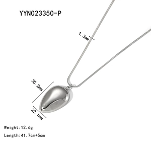 Silver teardrop pendant necklace with snake chain dimensions 35.2mm by 22.1mm detail