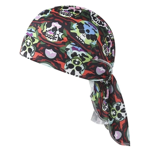 Camouflage skull print durag with breathable red black and green graffiti pattern