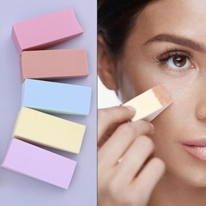 50pcs non-latex triangle makeup sponges for wet and dry use in five pastel colors