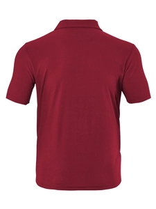 Vue arrière détaillée montrant la texture jacquard fine du polo bordeaux à manches courtes