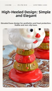 Detail of hand-painted Santa Claus ceramic goblet featuring 3D embossed festive texture