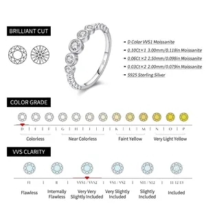 Sparkling S925 sterling silver bubble ring with five D-color VVS1 moissanite diamonds