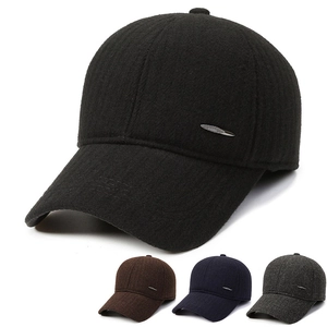 Winter Warm Baseball Cap Men Foldable Ear Protection Polyester Fabric Adjustable Dad Hat Metal Leaf Ornament