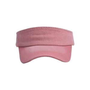 Detail of washed pink cotton fabric and neat stitching on a sun visor cap