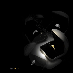Detailed view of yellow gemstone ring in a black velvet jewelry gift box