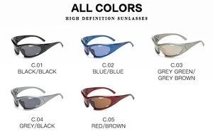 Detailed color options display for Y2K sports cycling sunglasses in five colorways