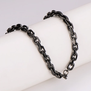 Matte black stainless steel O-chain necklace for men with industrial hip-hop style