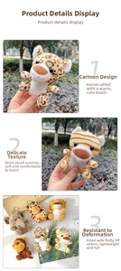 Detailed view of plush animal keychain with high-quality soft fabric and metal ring